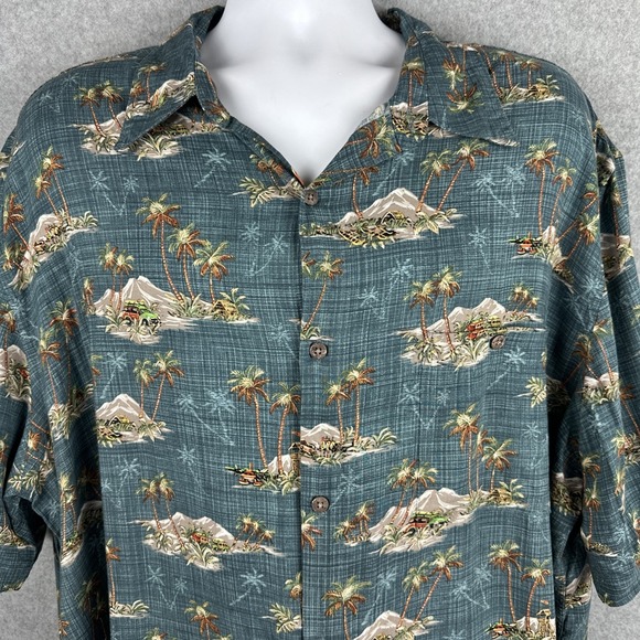 Foundry Men's Island Palm Tree Short Sleeve Button Down Shirt Size 2XLT - Picture 3 of 7